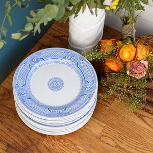 1900s ~ Seul Depot a Paris 17 Rue Drouot Terre de Fer EB ~ French Antique Ironstone Blue Transferware Small Plate ~ Faiencerie Emile Bourgeo