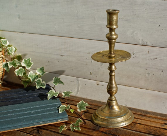 Late 1800s French Antique Bronze Brass Candlestick Candle Holder Handmade  Rustic Farmhouse Candle Holder 