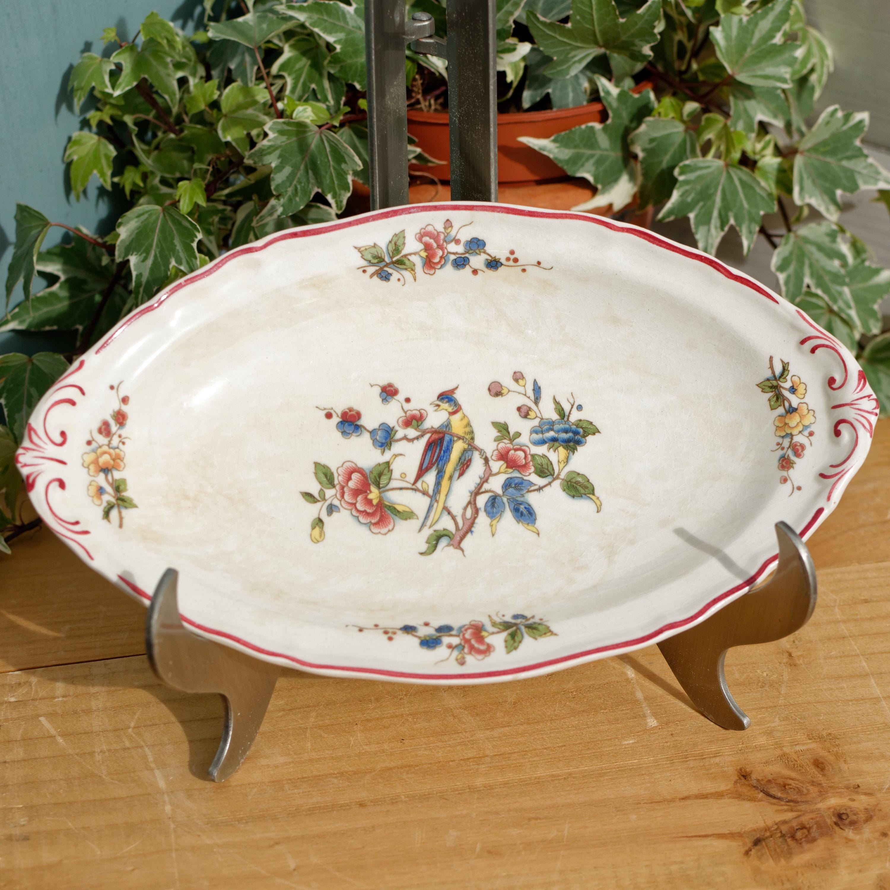 Saucière Ancienne Villeroy & Boch – Décor Oiseau – Pièce De Collection