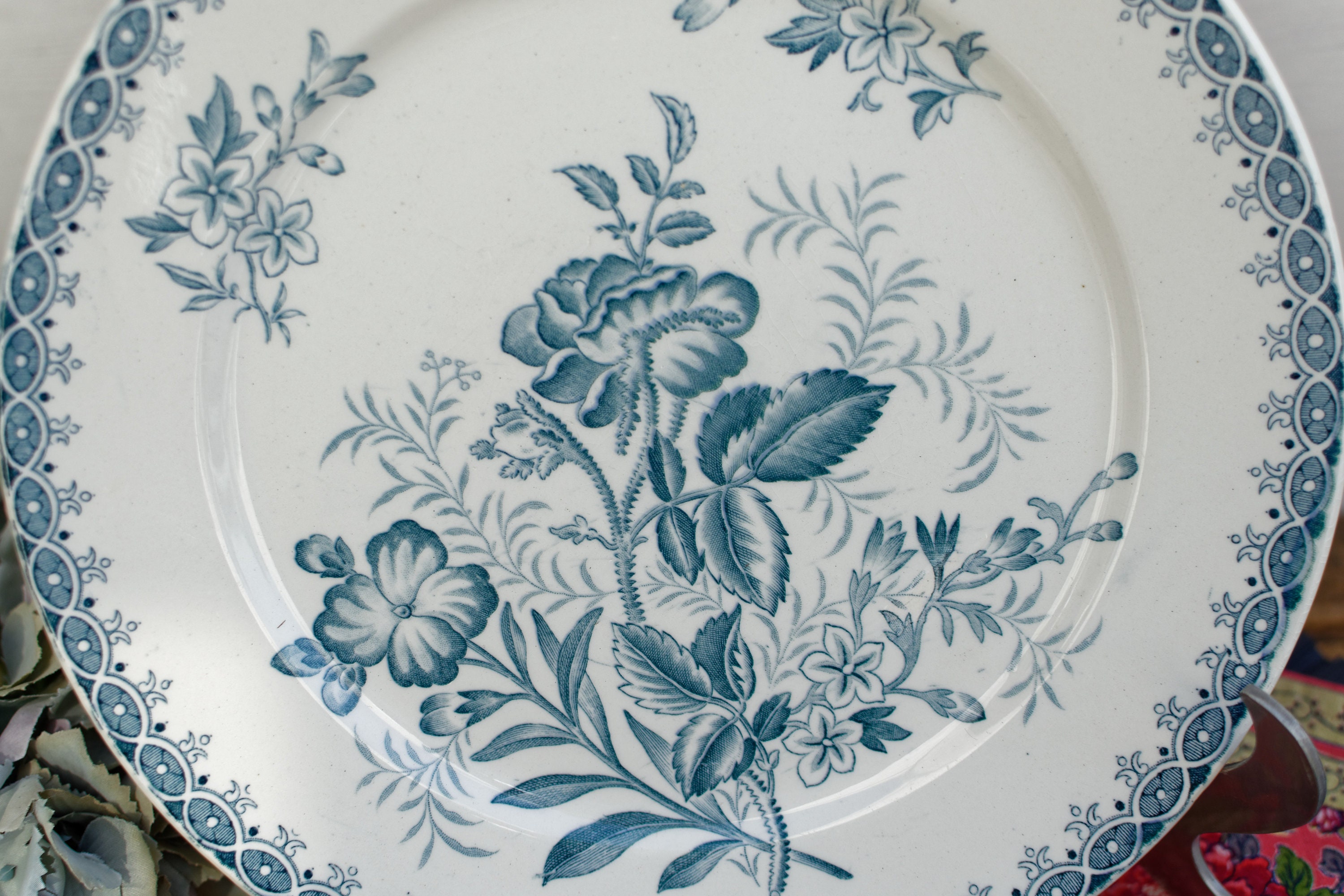 Late 1800s Belgian Antique TRANSFERWARE Dinner Plate Made | Etsy
