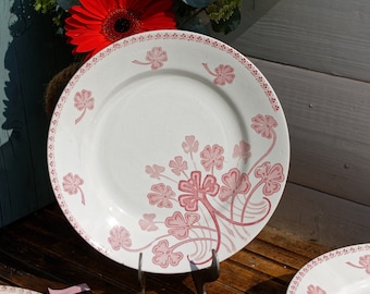 リュネヴィル陶器スープ皿4枚セット、ブルーエ模様、アイアンストーン