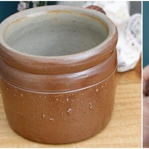 French Vintage Stoneware Clay Mug ~ Potterie en GRES Fait Maison Made in France ~ Glazed Sandstone Stoneware ~ Handmade Rustic Farmhouse Dec