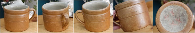 French Vintage Stoneware Clay Mug ~ Potterie en GRES Fait Maison Made in France ~ Glazed Sandstone Stoneware ~ Handmade Rustic Farmhouse Dec