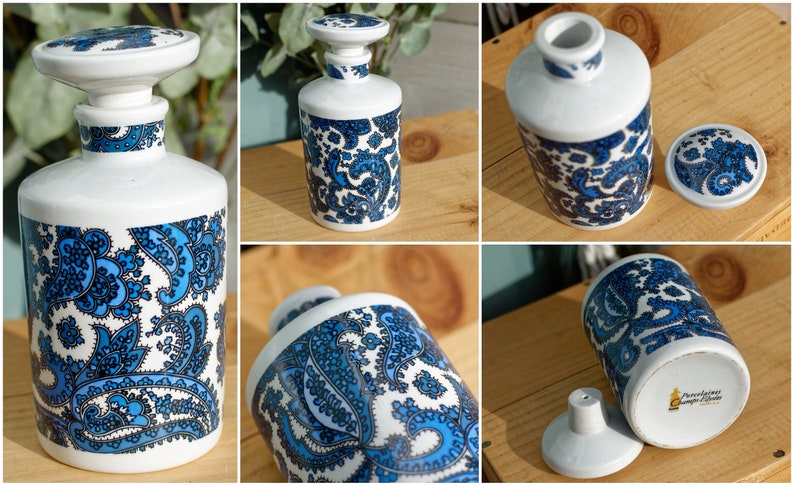Accessoires Salle De Bain Vintage Paris Limoges - Porcelaine Noir Et Blanc - Très Bon état