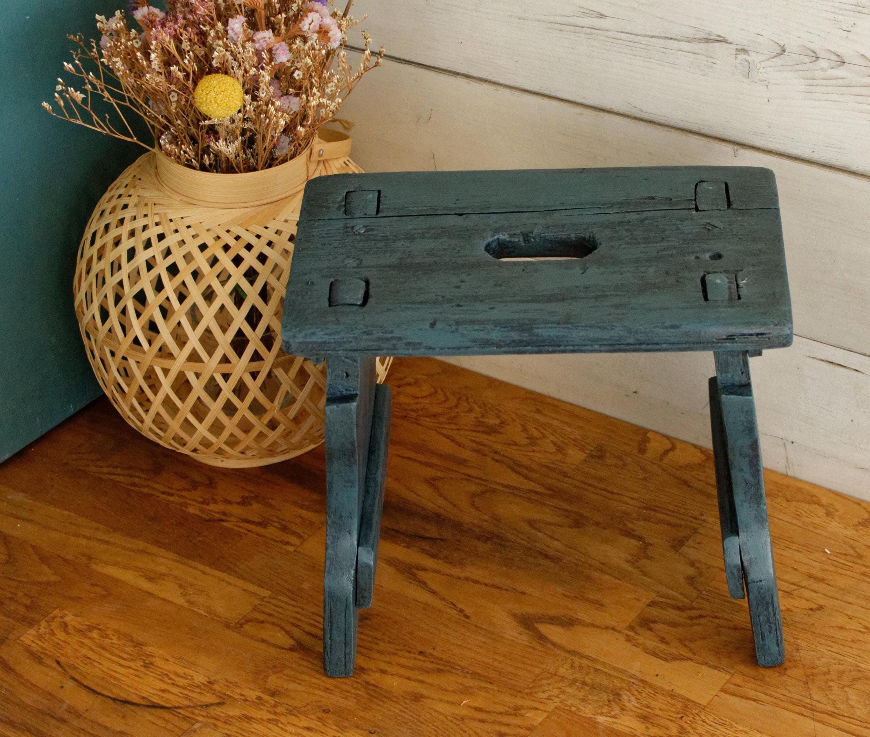 French Vintage Small Wooden Stool Bench ~ Wooden Footstool Stool ...