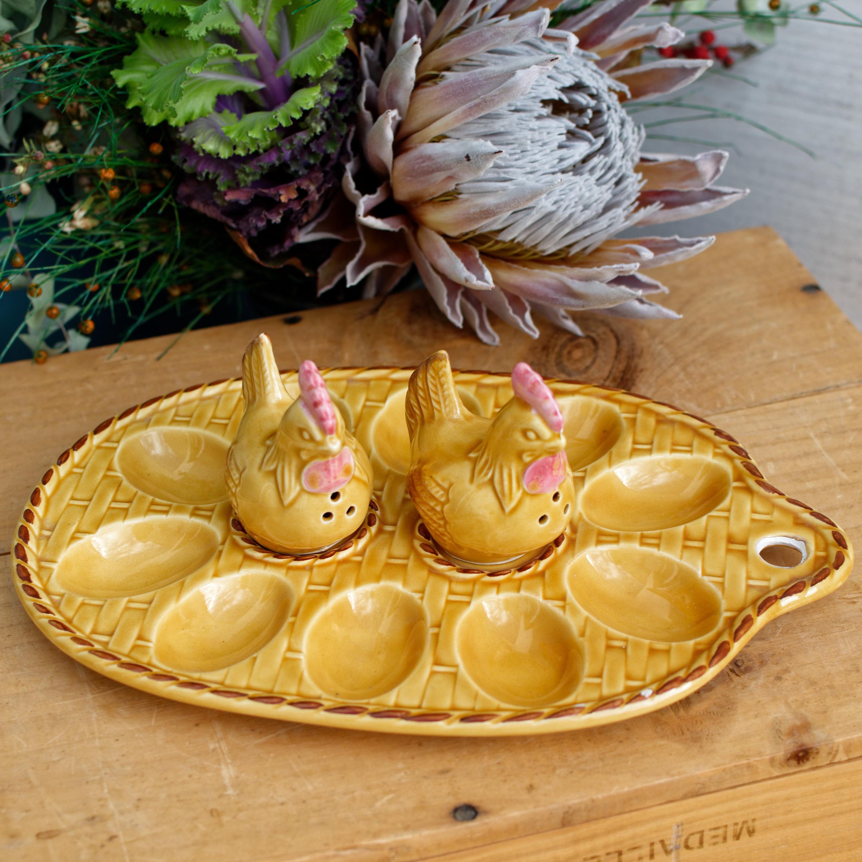 ヘンリエッテ バタープレート French Vintage Faience Presentation Platter for Eggs With Matching