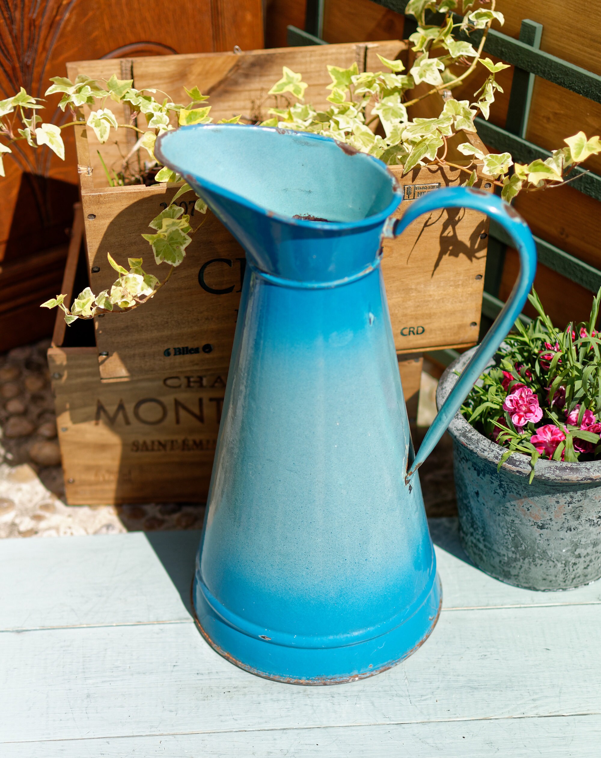 French ENAMELWARE Bathroom Water Pitcher broc Etsy