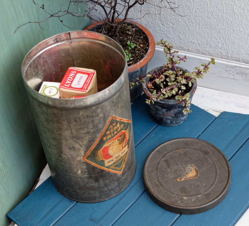 1930s French Antique Large Advertising Tin Bin Metal Storage Confiserie Au B U00c9b U00c9 Gourmand Tins Boxes Bins Lifepharmafze Com
