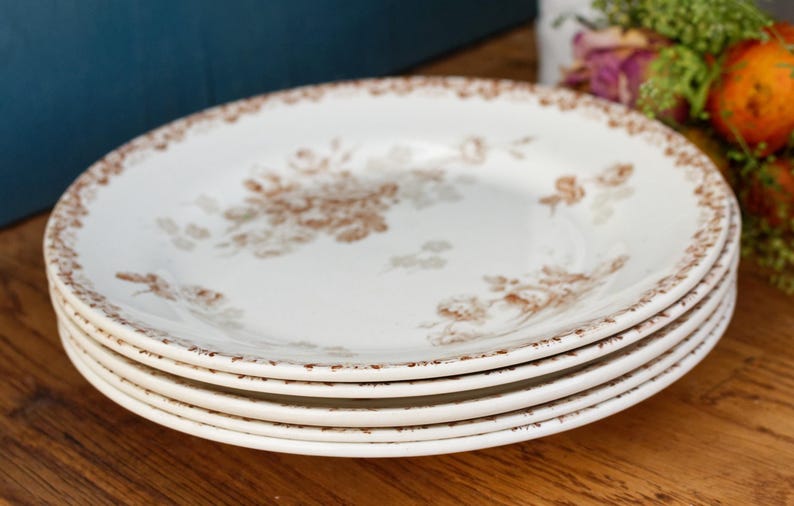 1890s ~ LUCIE Terre de Fer H.B. & Cie (Hautin, Boulenger) Choisy-Le-Roi ~ French Antique Ironstone Brown Transferware Plate ~ Terre de Fer F