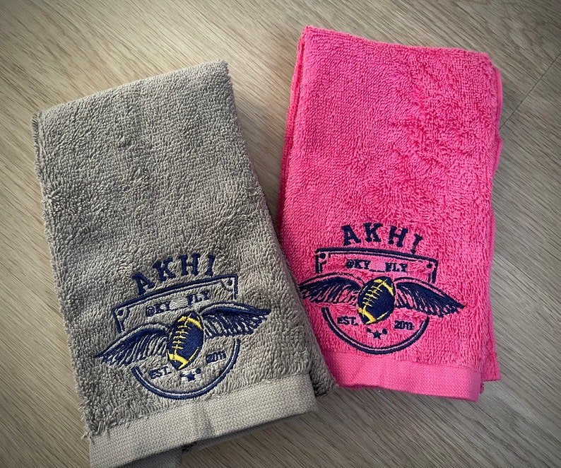Custom Embroidered Football Towel Hook & Loop Velcro Closure Etsy