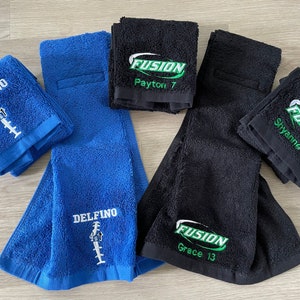 Custom embroidered Football Towel Hook & Loop velcro closure lightweight soft absorbent sports towel personalized