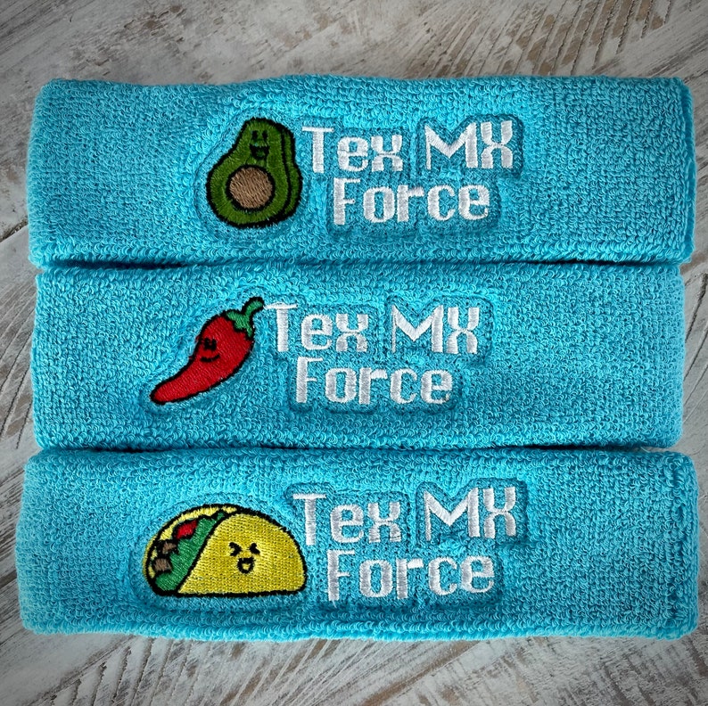 Sweatbands headbands custom embroidered stretch terry personalized image 2