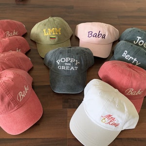 Custom Dyed baseball Hats, monogrammed, embroidered hats, distressed, sports cap, personalized Hats, logo monogram hat image 2
