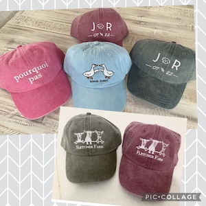 Custom Dyed baseball Hats, monogrammed, embroidered hats, distressed, sports cap, personalized Hats, logo monogram hat image 3