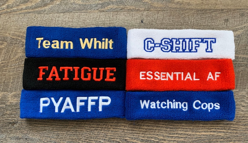 Sweatbands headbands custom embroidered stretch terry personalized image 4