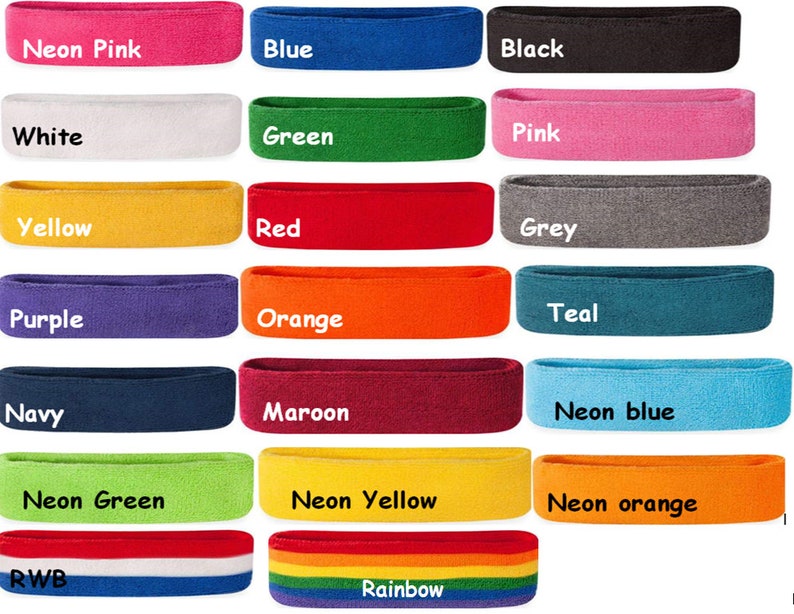 Sweatbands headbands custom embroidered stretch terry personalized image 8