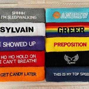 Sweatbands headbands custom embroidered stretch terry personalized image 3