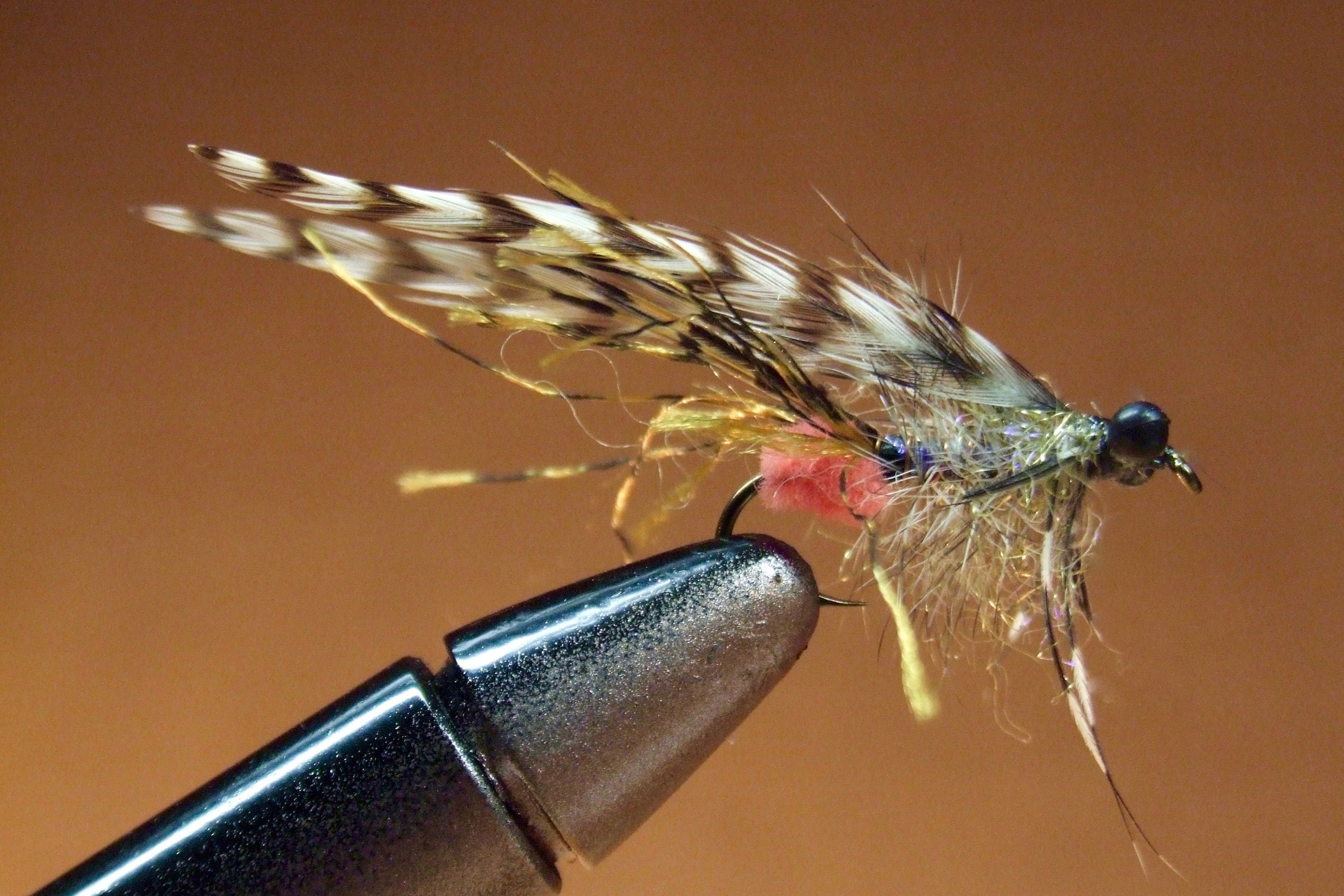 Black Eyed Pink Butt Grizzly Streamer — Size 6 Hand-Tied Trout Flies