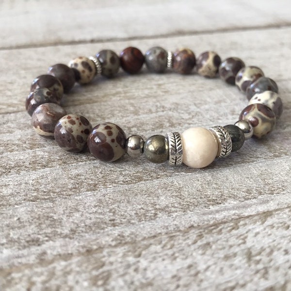 Spirit Bracelet, Jasper, Natural Stones, Earth Tone, Grounding Bracelet, Bohemian Bracelet, Riverstone, Relaxation Gift, Calming