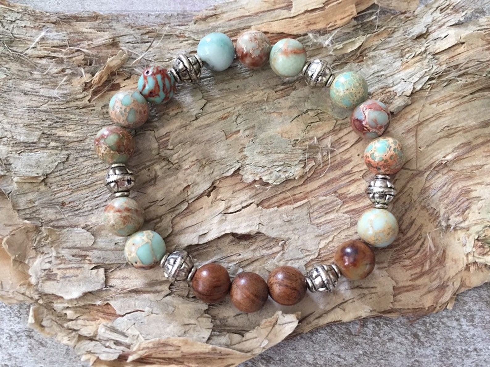 Aqua Terra and Wood Bracelet