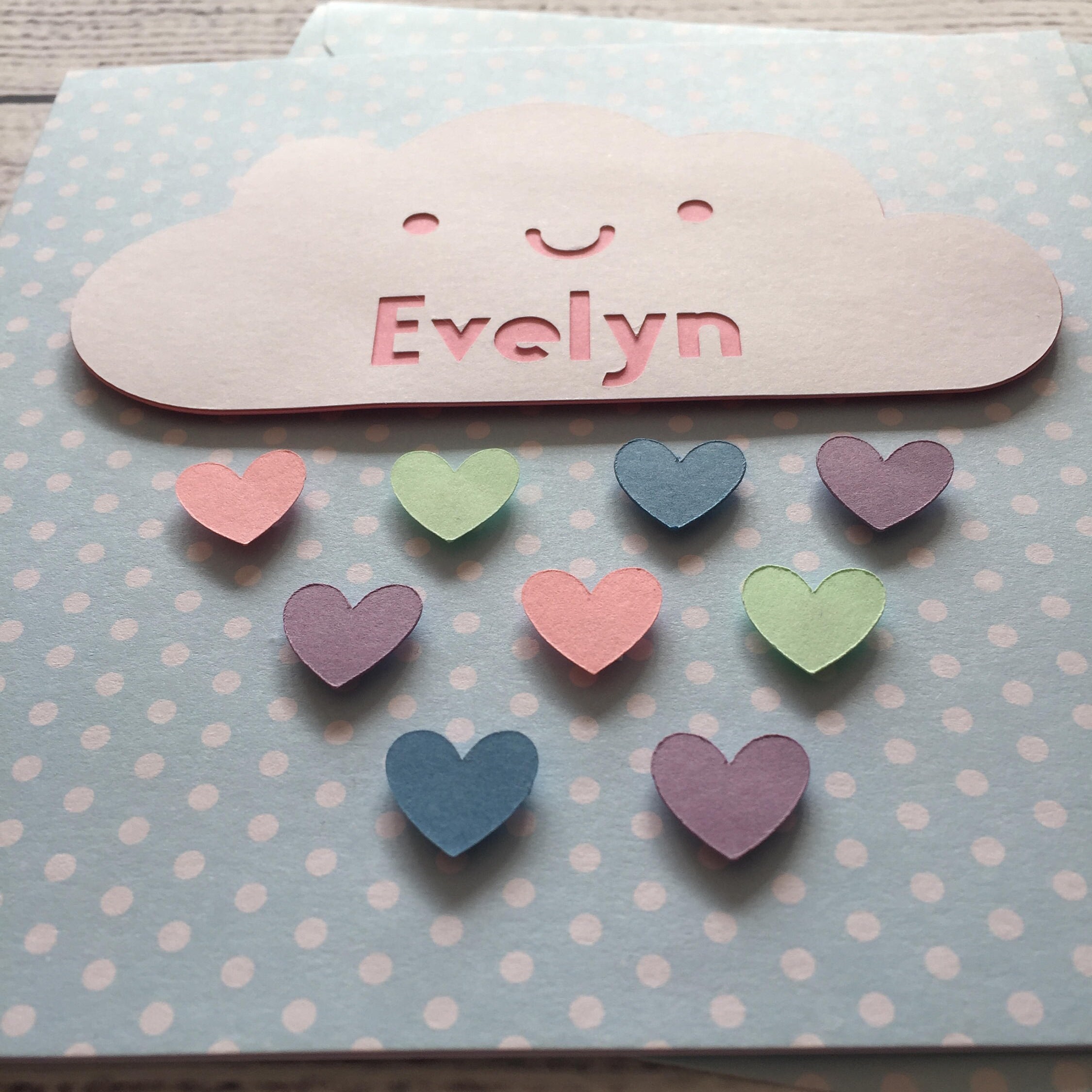 Personalised New Baby Cloud Card Cute Rain Cloud Design Etsy UK