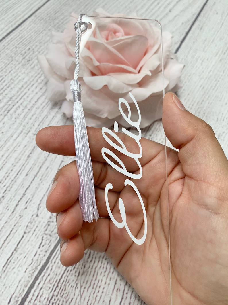 Personalised 2mm Clear Acrylic Bookmark With Tassel Etsy
