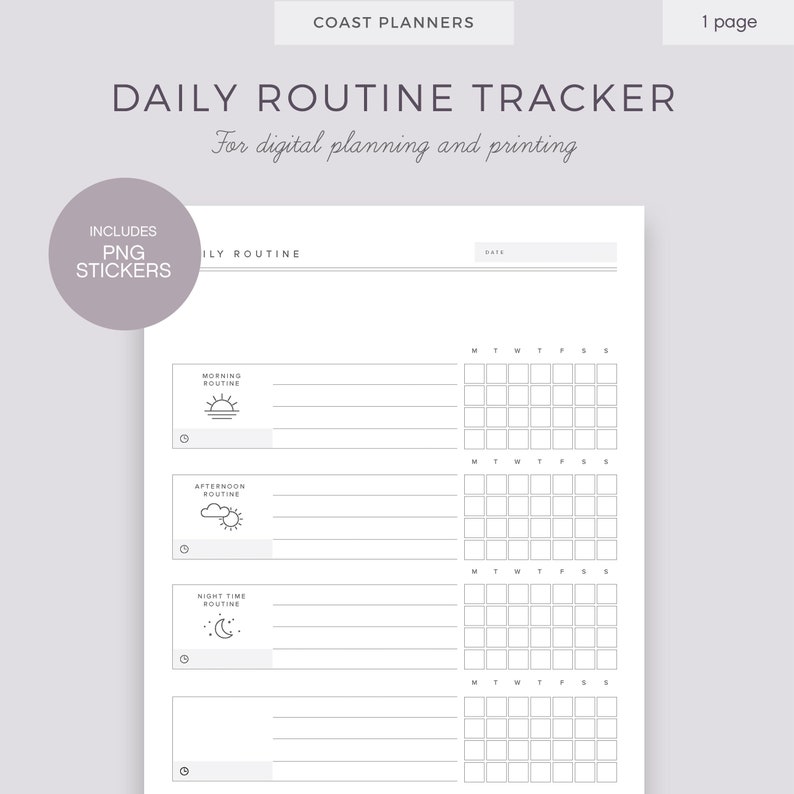 routine chart daily planner for your morning routine daily etsy