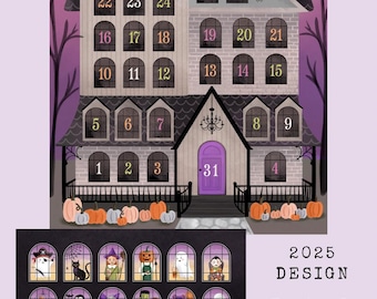 New! Halloween Advent Calendar: Spooky Haunted House Poster Sticker Set
