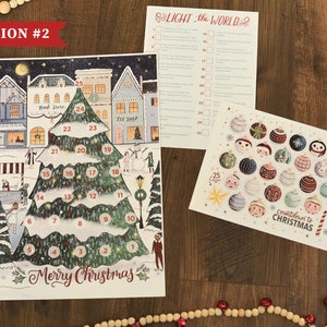 Christmas Advent Calendar, Light the World, Original Illustrations, Sticker Set, Christmas Ornament Sticker Set, Activity for kids, image 4