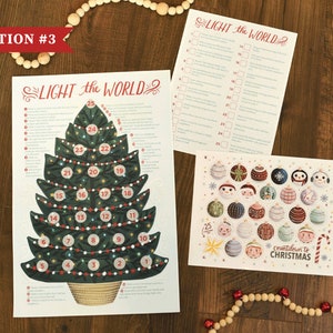Christmas Advent Calendar, Light the World, Original Illustrations, Sticker Set, Christmas Ornament Sticker Set, Activity for kids, image 6