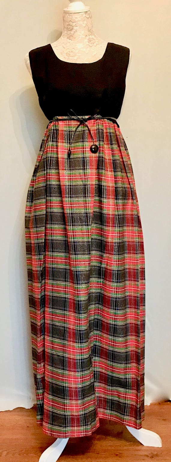 60's Plaid Maxi Hostess Dress LV008