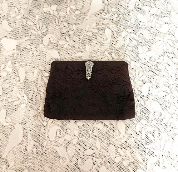 40's Black Ruched Clutch LV0040