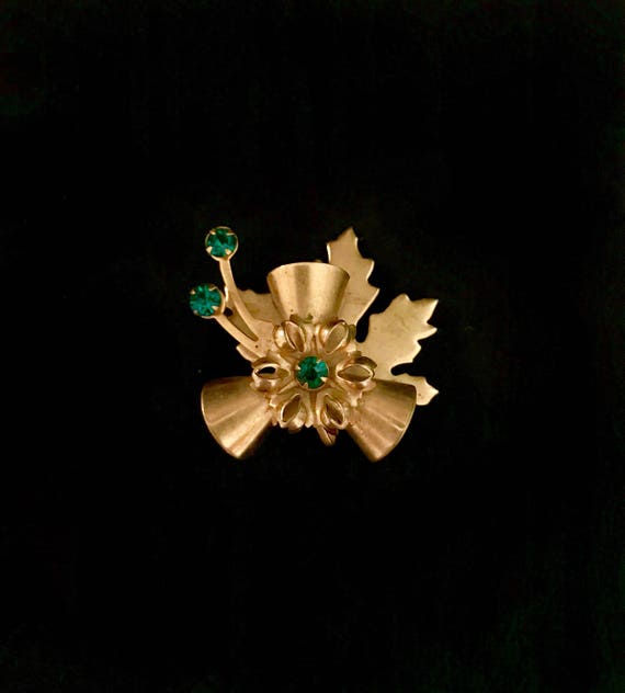 Vintage 30's Emerald Brooch LV0028