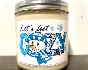 Let's Get Cozy Candle I Snowman Christmas Decor | Cake Lover I Trendy Christmas Gift I Christmas Santa Gift | Snowman Decor