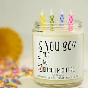 The ORIGINAL 30th Birthday Gift, Is you 30, I might be, 30th birthday candle, 30th birthday gift for women, 30th birthday Gift for her, Boho image 1