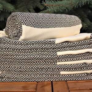 Set of 4 Peshtemal, Black Diamond Towel, Turkish Towel, Peshtemal Towel, Peshtemal Bath Towel, Turkish Peshtemal Towel, DIAMOND BLACK 40x70&quot;