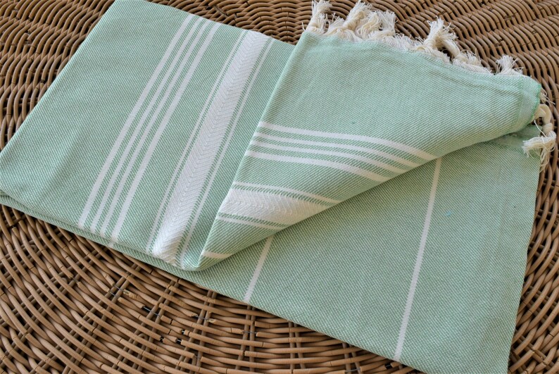 Green Towel Organic Cotton Towel Turkish Peshtemal Beach | Etsy
