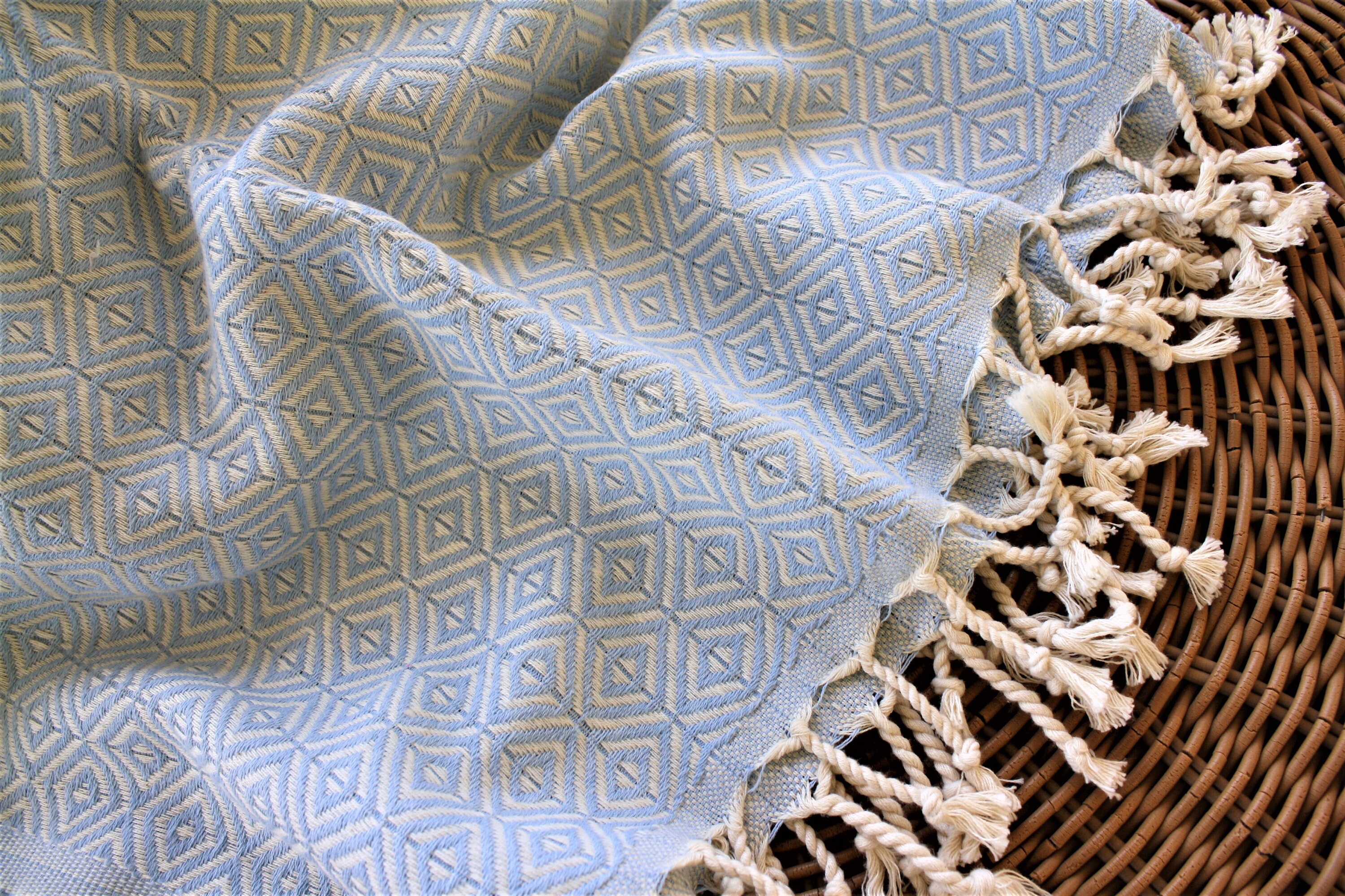 Tajik Home Isadora Matelasse Cotton Throw - 'Beach House' Design, 50x60 Inches, Machine Washable