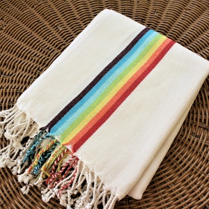 Colorful Towels, Turkish Beach Towel, Rainbow Towel, Yoga Towel, Bath Decor Towel, Hippie Shawl, Organic Cotton Towel, chair throw, RAINBOW