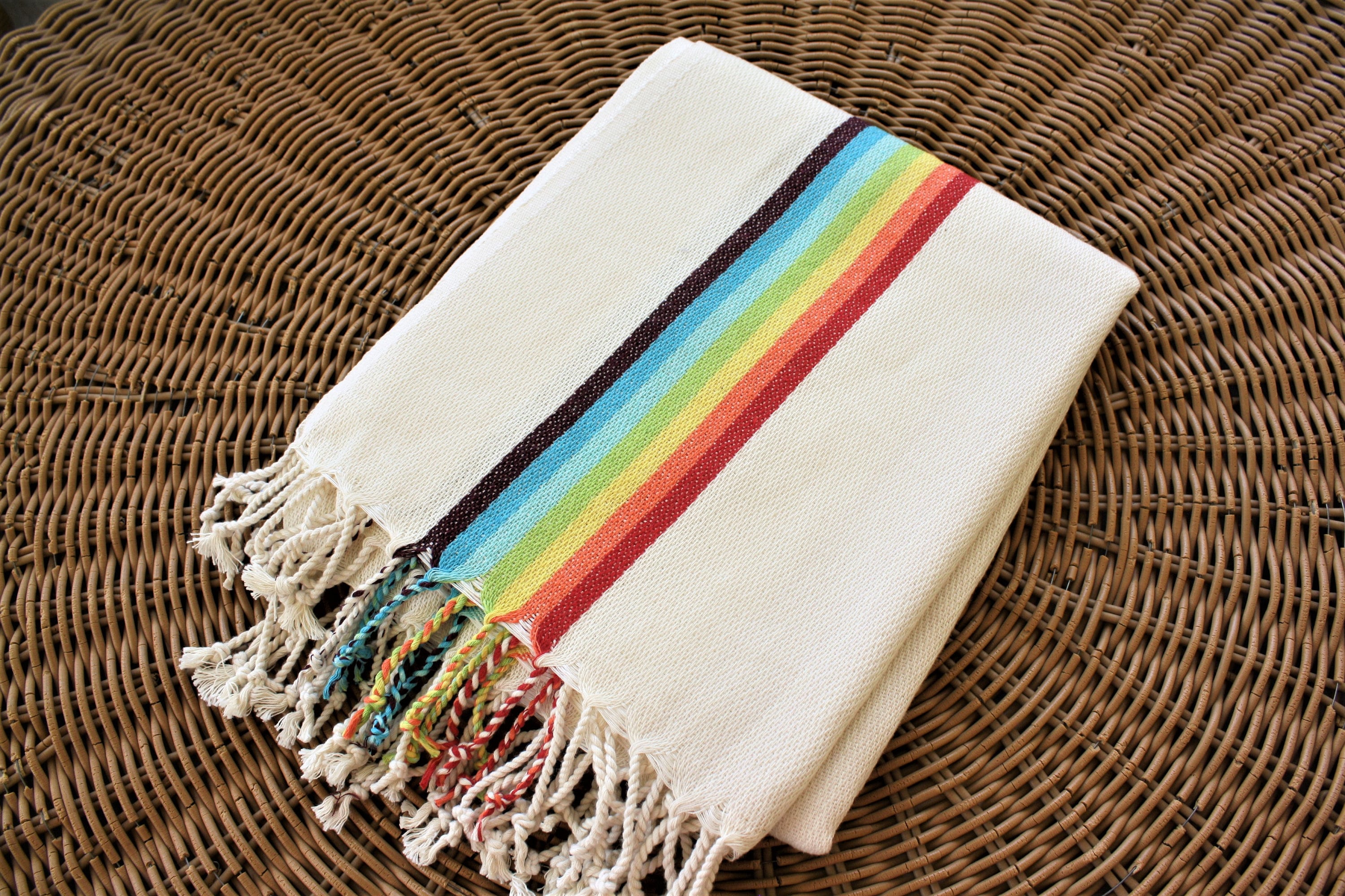 Rainbow Beach Blanket Etsy