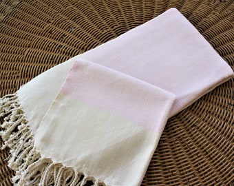 Peshtemal Towel Set, Towel Gift Set, Light Pink Towel, Turkish bath towel, peshtemal hand towel, HERRINGBONE LIGHT PINK 39"x70" & 23"x35"