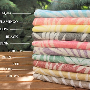 All Organic Cotton Turkish Peshtemal Towel for Beach Pool Wedding Towel Bachelorette Party Favor 100% Natural Cotton PALM LEAVES 35&quot;x67&quot;