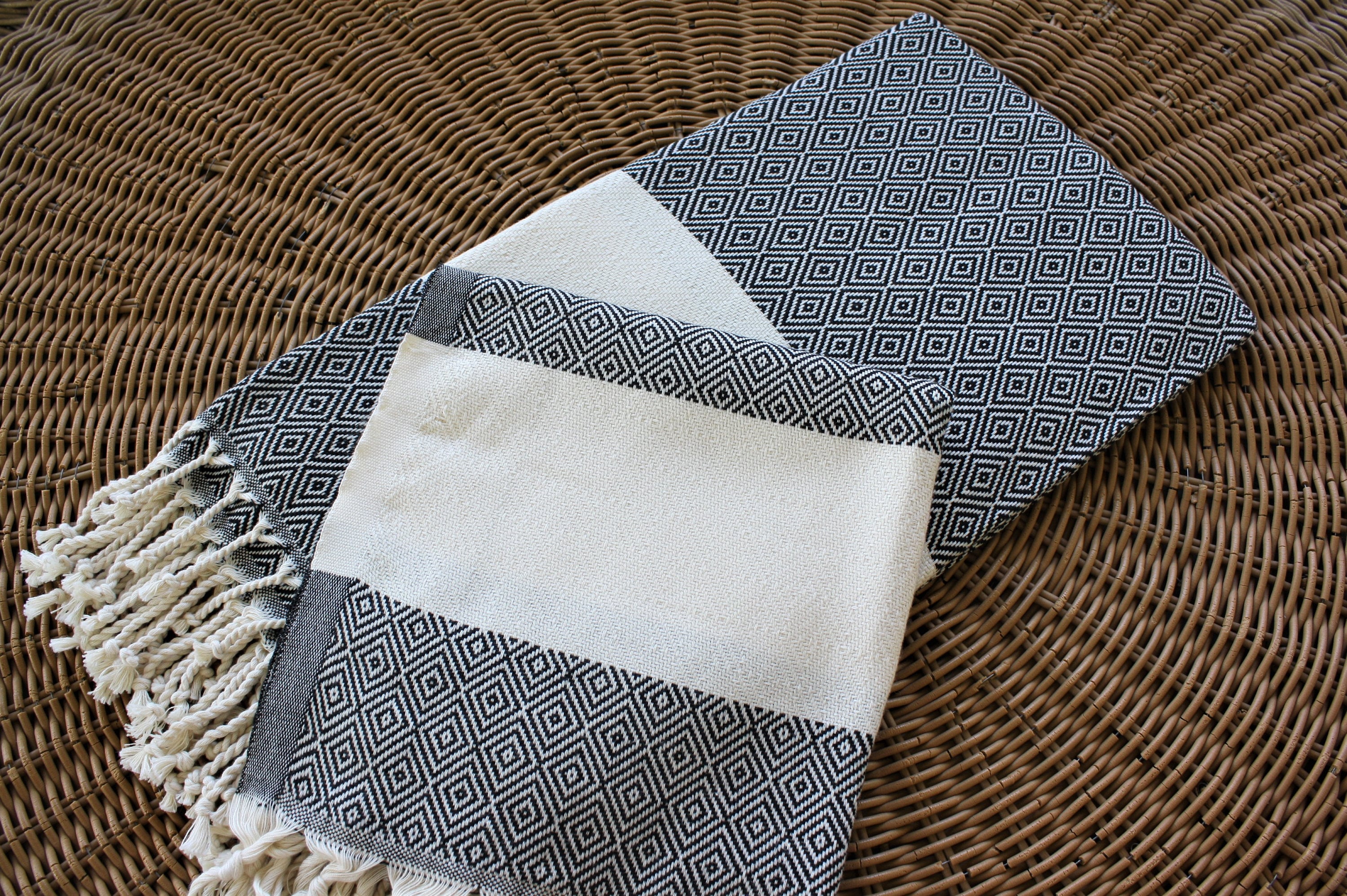 Towel Gift Set, Bath Towel Set, Turkish Bath Towel, Peshtemal Towel, fathers day gift, bathroom towels, DIAMOND BLACK 39"x70" & 23"x35"