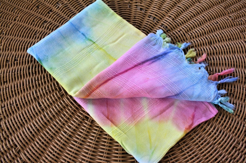 Tie Dye Towel Organic Cotton Batik Towel Turkish Peshtemal Etsy