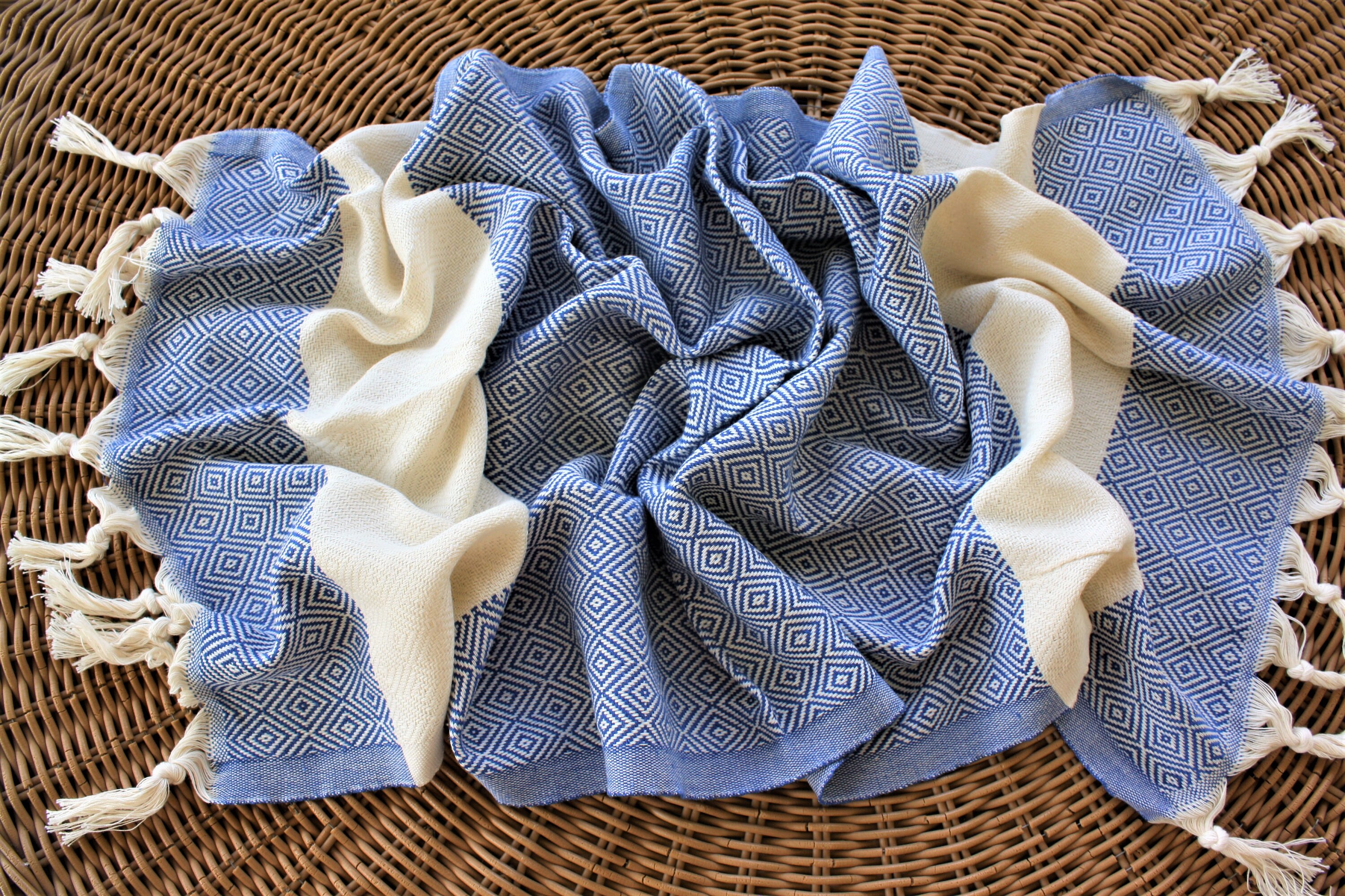 Navy Towel, Turkish Hand Towel, PESHKIR Towel, Kitchen Towel, Hand Towels, Bathroom Decor Towel, Handmade towel, Diamond Navy 23"x35"