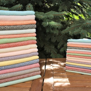 All Organic Towel Set Turkish Peshtemal Bath Towel & Peshkir Hand Towel Natural Cotton matching bath towels DIAMOND GIFT SET 39x70" 23x35"