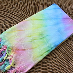 Tie Dye Towel, Organic Cotton Towel, Batik Towel, wedding gift, bridesmaids Gift, pool party favors, Multicolor towel, Tie Dye Batik6