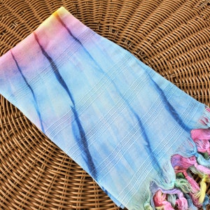 Tie Dye Towel, Organic Cotton, Batik Towel, Turkish Peshtemal, Rainbow Towel, Festival Shawl, Lightweight Peshtemal, Yoga Blanket, Batik12