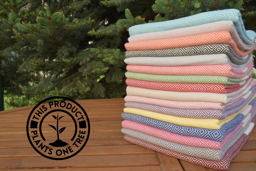 Hello Peshtemal Turkish Cotton Towel - 39"x71", Prewashed, Soft & Quick-Dry, Solar Pattern