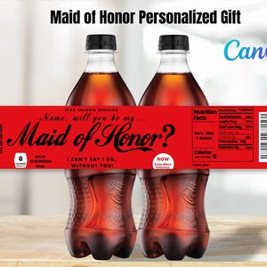 Maid of Honor Proposal Coke Label Template | Custom Name Editable Canva Design | Digital Download Bridesmaid Gift Idea Wedding Preparations
